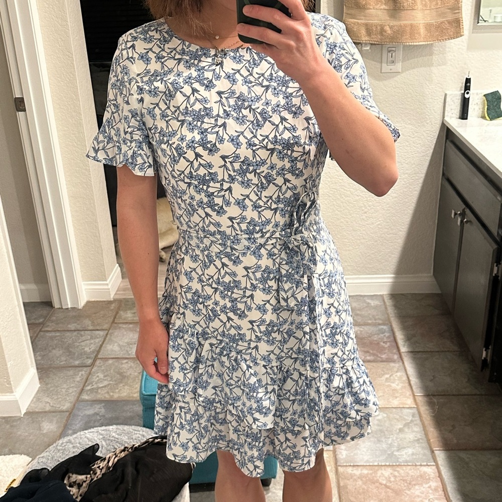 Floral Blue and White Dress